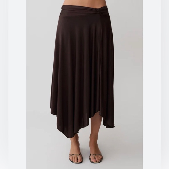 Kenneth Cole Reaction Dresses & Skirts - 🤎Brown Draped midi maxi  skirt Asymmetrical Handkerchief Skirt